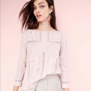 J Crew Embroidered Eyelet Pale Pink Blouse